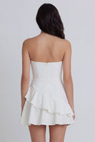 Load image into Gallery viewer, Sweetheart Ruched Short A Line Ivory Hen Do Dress with Ruffles