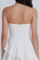 Load image into Gallery viewer, Sweetheart Ruched Short A Line Ivory Hen Do Dress with Ruffles