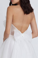 Load image into Gallery viewer, A Line Strapless Ivory Ruffled Short Hen Do Dress with Bow