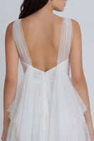 Load image into Gallery viewer, Ruched V-Neck Ivory A Line Short Hen Do Dress with Ruffles