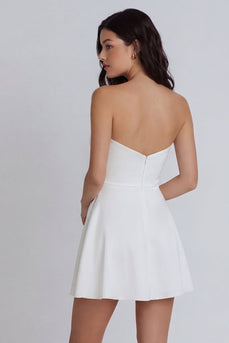 A Line Ivory Short Ruched Sweetheart Hen Do Dress
