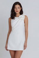 Load image into Gallery viewer, Boat Neck Ruched Ivory A Line Short Hen Do Dress with Bow