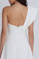 Load image into Gallery viewer, One Shoulder Ruffled Ivory A Line Short Hen Do Dress with Slit