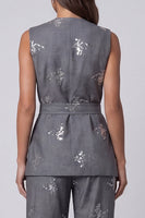 Load image into Gallery viewer, Sparkly Dark Grey 2 Piece Sequin Shawl Lapel Business Suits with Belt