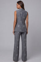 Load image into Gallery viewer, Sparkly Double Breasted Peak Lapel 2 Piece Dark Grey Sequin Business Suits