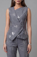 Load image into Gallery viewer, Sparkly Single Breasted 2 Piece Dark Grey Sequin Business Suits