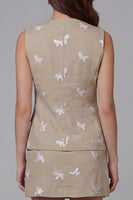 Load image into Gallery viewer, Khaki 2 Piece Single Breasted Round Neck Butterflies Business Suits