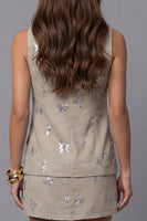 Load image into Gallery viewer, Sparkly Single Breasted 2 Piece Khaki Square Neck Sequin Business Suits