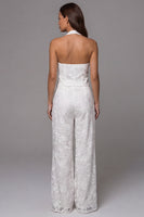 Load image into Gallery viewer, Ivory Halter Single Breasted 2 Piece Lace Floral Business Suits