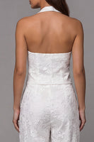Load image into Gallery viewer, Ivory Halter Single Breasted 2 Piece Lace Floral Business Suits