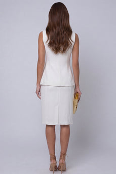 2 Piece Ivory Single Breasted Business Suits