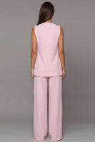 Load image into Gallery viewer, Shawl Lapel Pink 2 Piece Wide Leg Business Suits with Sash