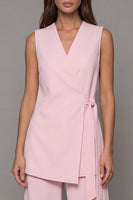 Load image into Gallery viewer, Shawl Lapel Pink 2 Piece Wide Leg Business Suits with Sash