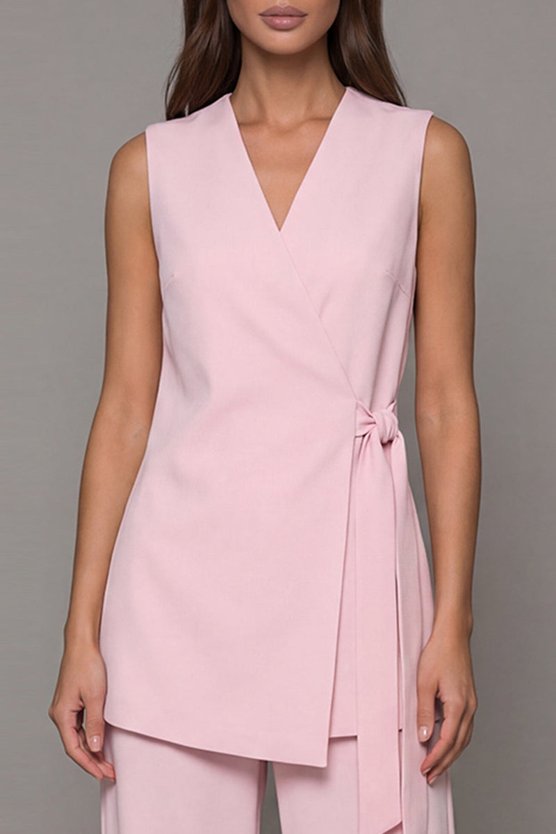 Load image into Gallery viewer, Shawl Lapel Pink 2 Piece Wide Leg Business Suits with Sash