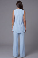 Load image into Gallery viewer, 2 Piece Sky Blue Asymmetrical Hem Business Suits
