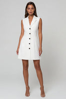 Load image into Gallery viewer, Single Breasted Notched Lapel Short White Slim Fit Blazer Dress