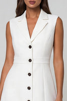 Load image into Gallery viewer, Single Breasted Notched Lapel Short White Slim Fit Blazer Dress