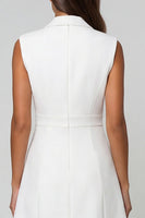 Load image into Gallery viewer, Single Breasted Notched Lapel Short White Slim Fit Blazer Dress