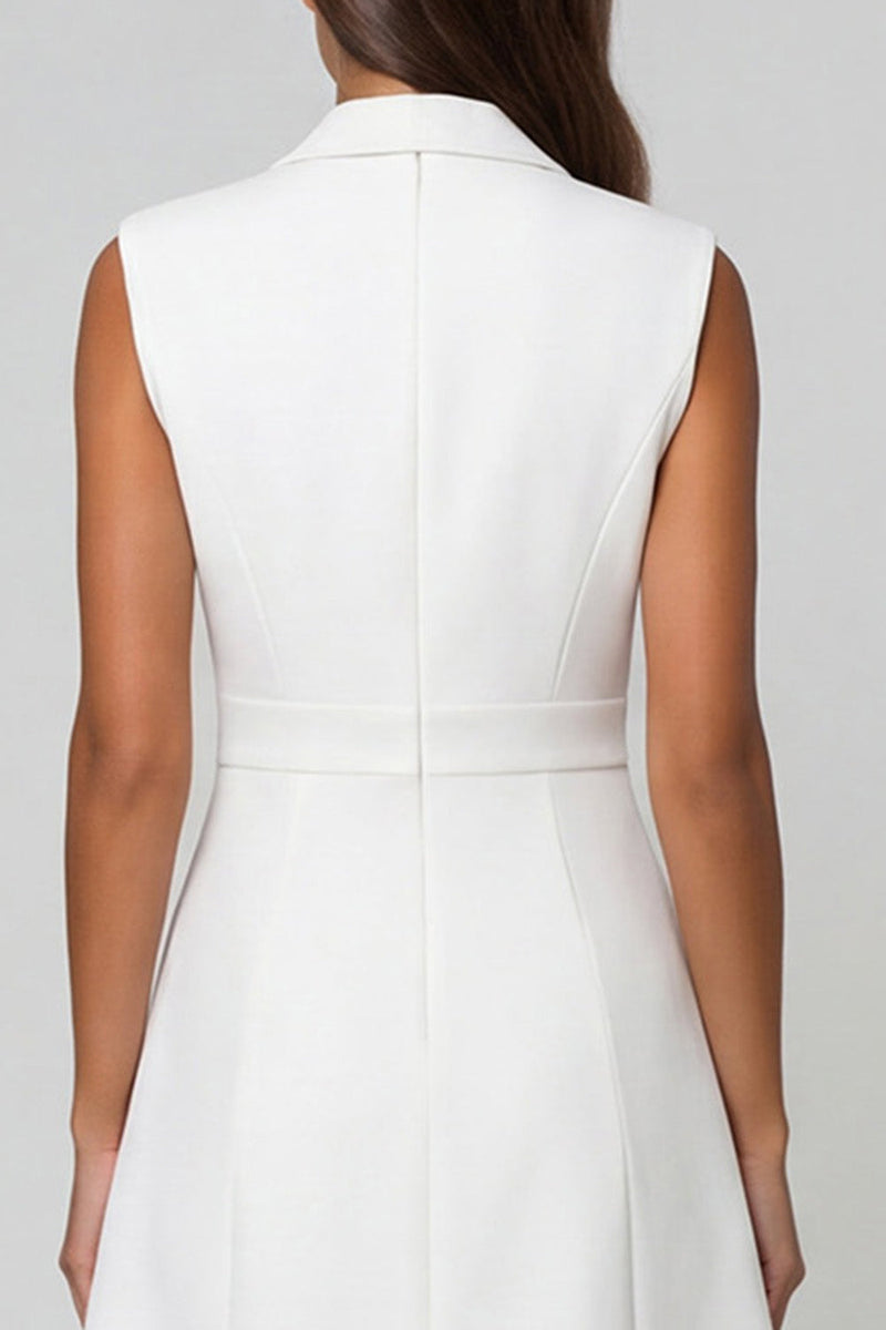 Load image into Gallery viewer, Single Breasted Notched Lapel Short White Slim Fit Blazer Dress
