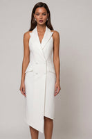 Load image into Gallery viewer, Double Breasted Backless Midi Halter White Slim Fit Blazer Dress