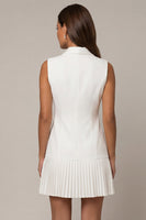 Load image into Gallery viewer, Double Breasted Shawl Lapel White Blazer Dress with Pleats