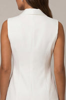Load image into Gallery viewer, Double Breasted Shawl Lapel White Blazer Dress with Pleats