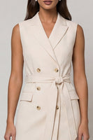 Load image into Gallery viewer, Double Breasted Ivory Peak Lapel Short Slim Fit Blazer Dress with Belt