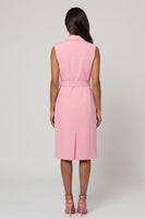 Load image into Gallery viewer, Midi Pink Shawl Lapel Work Dress with Belt