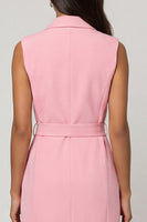 Load image into Gallery viewer, Midi Pink Shawl Lapel Work Dress with Belt