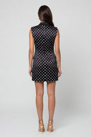Load image into Gallery viewer, Black and White Polka Dots Peak Lapel Double Breasted Slim Fit Short Blazer Dress