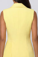 Load image into Gallery viewer, Butter Yellow Double Breasted Shawl Lapel Short Blazer Dress with Pleats