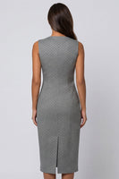 Load image into Gallery viewer, Polka Dots Grey Double Breasted Shawl Lapel Slim Fit Blazer Dress with Slit