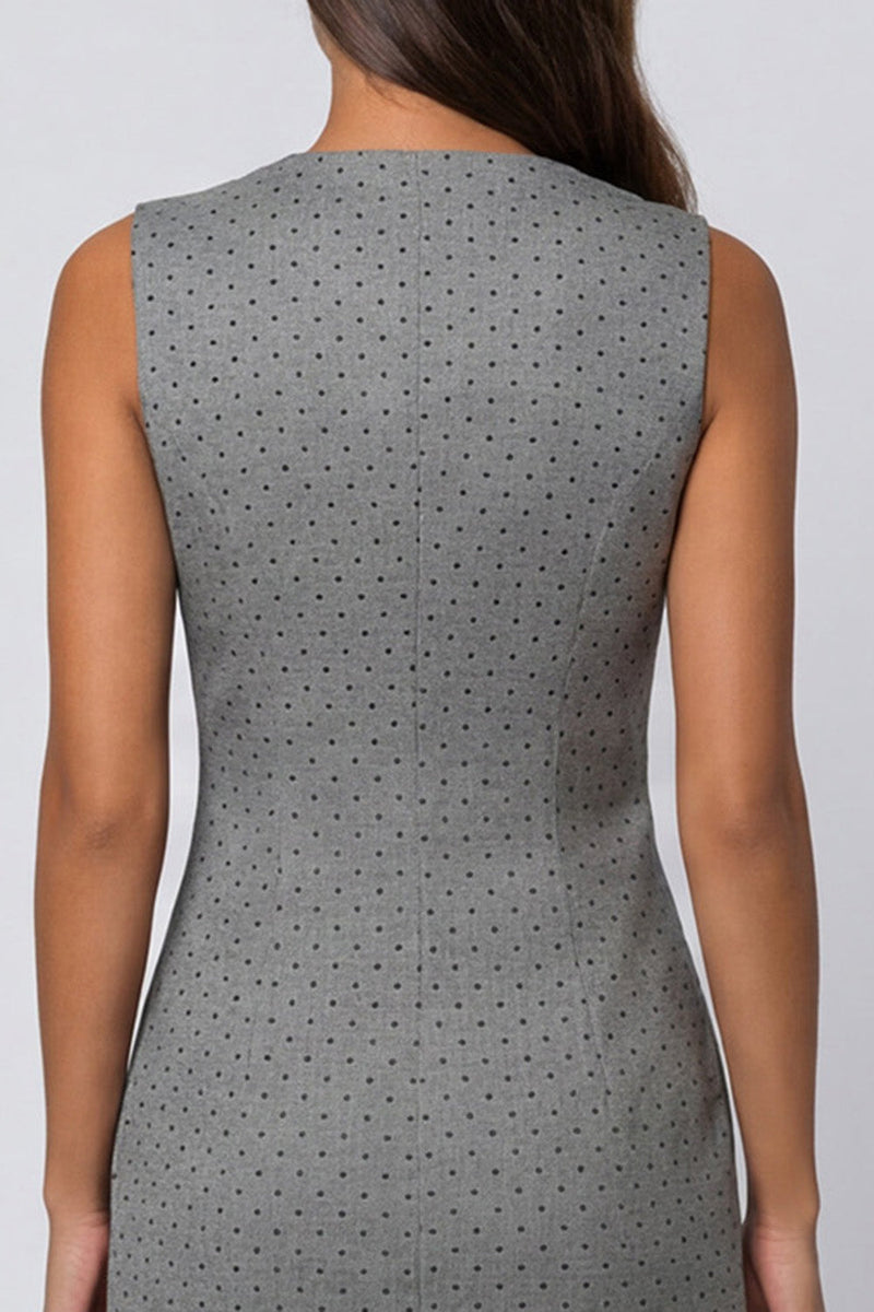 Load image into Gallery viewer, Polka Dots Grey Double Breasted Shawl Lapel Slim Fit Blazer Dress with Slit