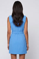 Load image into Gallery viewer, Notched Lapel Blue Slim Fit Blazer Dress with Belt
