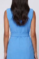 Load image into Gallery viewer, Notched Lapel Blue Slim Fit Blazer Dress with Belt