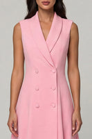 Load image into Gallery viewer, Pink Shawl Lapel Midi Double Breasted Blazer Dress