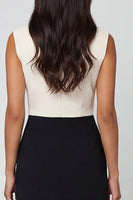 Load image into Gallery viewer, Black and White Color Block Patchwork Single Breasted Shawl Lapel Work Dress