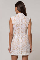 Load image into Gallery viewer, Ivory Double Breasted Floral Peak Lapel Lace Slim Fit Short Blazer Dress