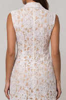 Load image into Gallery viewer, Ivory Double Breasted Floral Peak Lapel Lace Slim Fit Short Blazer Dress