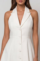 Load image into Gallery viewer, Single Breasted Simple Peak Lapel Short White Blazer Dress
