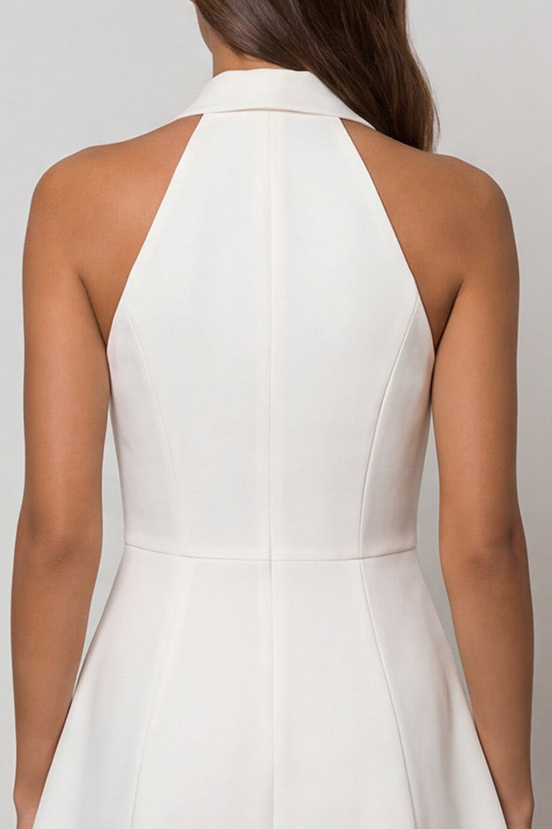 Load image into Gallery viewer, Single Breasted Simple Peak Lapel Short White Blazer Dress
