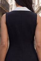 Load image into Gallery viewer, Black Double Breasted Short Notched Lapel Slim Fit Work Dress