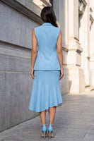 Load image into Gallery viewer, 2 Piece Notched Lapel Double Breasted Blue Business Suits with Ruffles