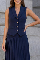 Load image into Gallery viewer, 2 Piece Navy Single Breasted Shawl Lapel Business Suits with Pleats