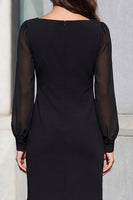 Load image into Gallery viewer, Black Square Neck Long Sleeves Short Bodycon Work Dress