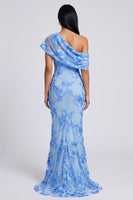 Load image into Gallery viewer, Butter Yellow Floral One Shoulder Ruched Long Mermaid Formal Dress