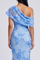 Load image into Gallery viewer, Butter Yellow Floral One Shoulder Ruched Long Mermaid Formal Dress