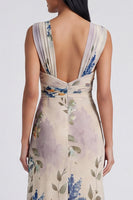 Load image into Gallery viewer, Ivory Floral Mermaid Ruched Long Formal Dress with Slit