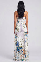 Load image into Gallery viewer, Ivory Strapless Ruched Floral Long A Line Formal Dress with Slit