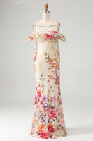 Load image into Gallery viewer, Black Floral Off the Shoulder Ruched Beaded Long Mermaid Formal Dress with Cape